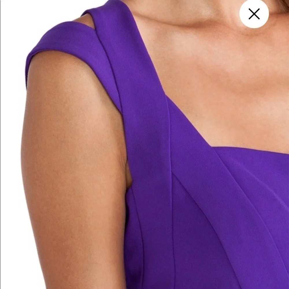 Diane Von Furstenberg Corinne purple full zipper shoulder cutout dress - Picture 2 of 9